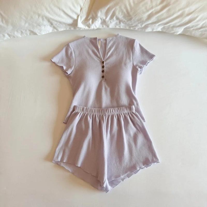 Summer Suit Chest Pad Women's Home Clothes Short Sleeve Nightwear For Woman Sleepwear Two Piece Set Ladies Pajama Set Loungewear