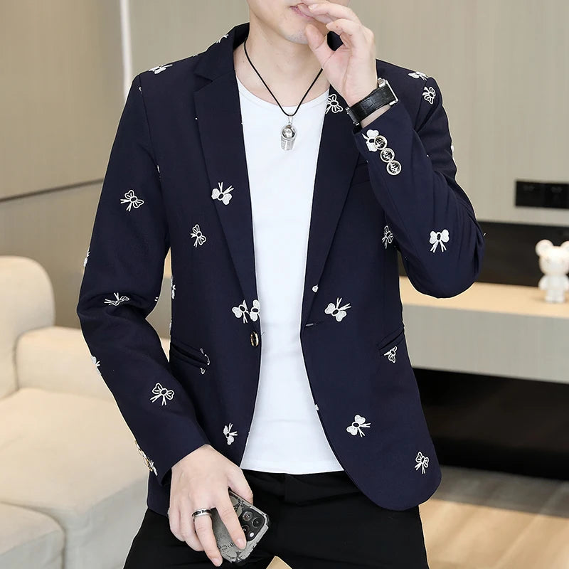 2026 New Men's Suit Jacket, Black Boys' Long-sleeve V-neck Coat, Asian Sizes M-3XL. Gray, Blue, or White Blazers Available