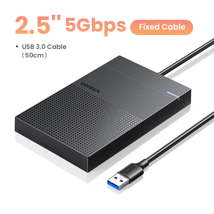 UGREEN HDD Case 3.5 2.5 SATA to USB 3.0 Adapter External Hard Drive Enclosure Reader for SSD Disk HDD Box Case HD 3.5 HDD Case For 2.5 Fixed Cable CN