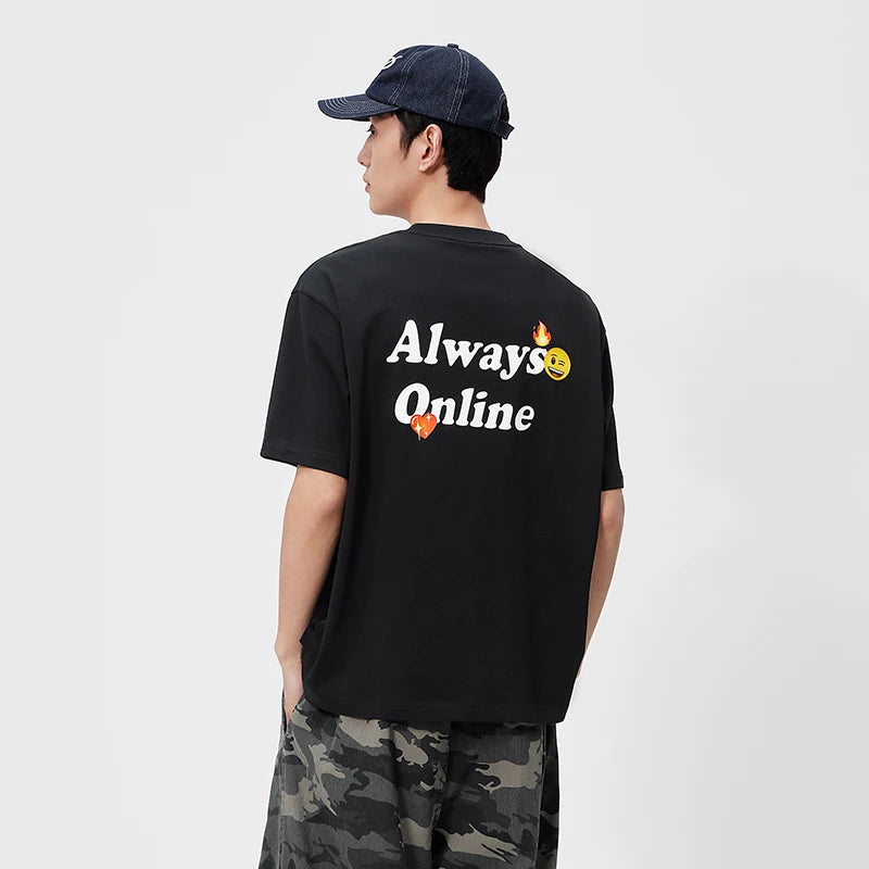 Semir Men Tshirt Cotton Letter Print Short Sleeve Knit Top 2026 Summer Casual Urban