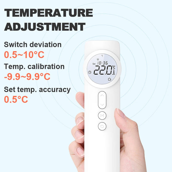 ឧបករណ៍កម្តៅ RF ឥតខ្សែ Tuya WiFi ឡចំហាយឧស្ម័ន ឧបករណ៍កម្តៅទឹកជាន់ ឧបករណ៍បញ្ជាសីតុណ្ហភាពដែលអាចសរសេរកម្មវិធីបាន Alexa Google Home