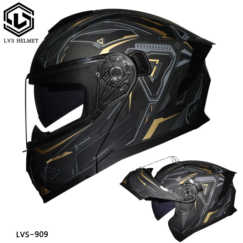 LVS latest motorcycle helmet with built-in sunshade modular flip helmet DOT approved cascos modular roof helmets