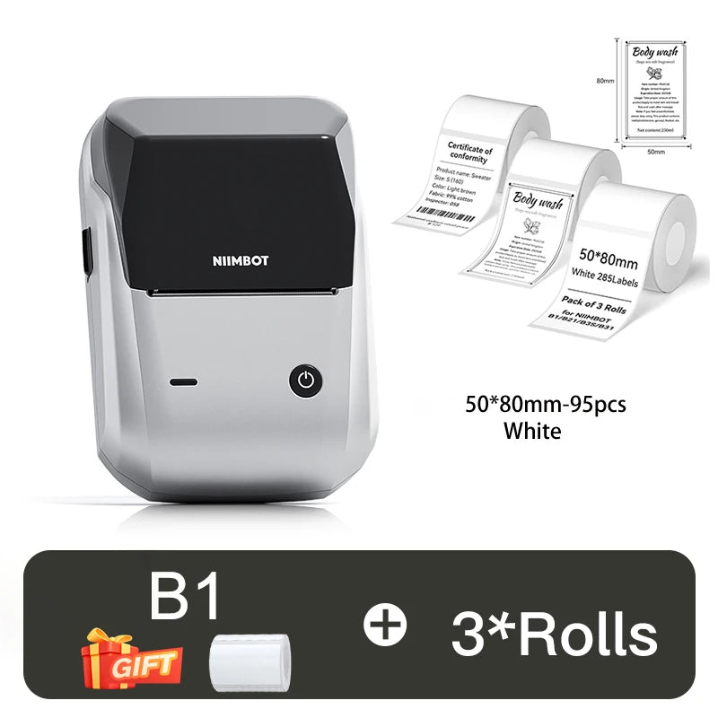 Niimbot B1 Thermal Label Printer Bluetooth Portable Pocket Label Maker Barcode QR Code Self-adhesive Sticker Labeling Machine