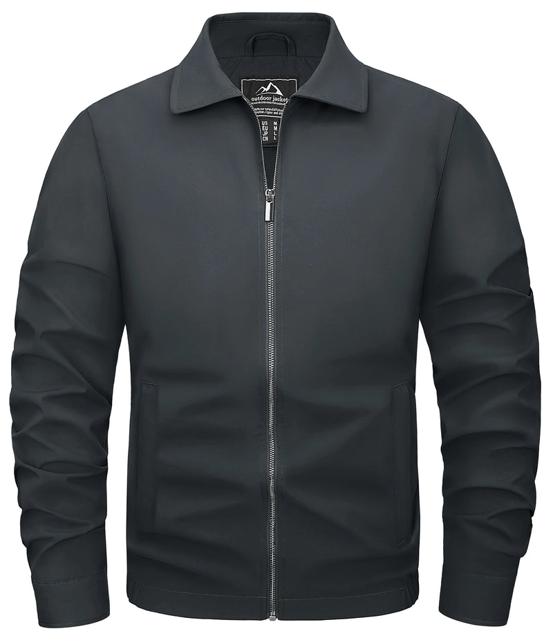 TACVASEN Mens Lightweight Work Jackets Fashion Tunic Style Zipper Pockets Bike Jackets Full Zip Spring Fall Jacket Outwear