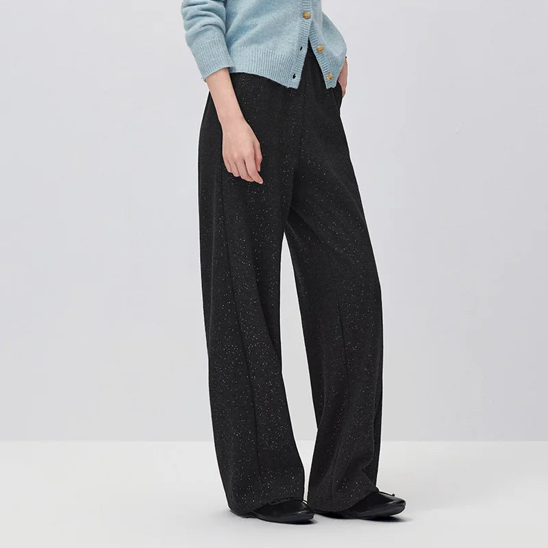 Semir Women Casual Pants Metallic Detail Modern Style Wide Leg 2026 New Winter Daily Wear Urban Casual Style Everyday Wardrobe