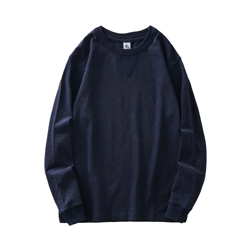 DUKEEN 320Gsm Pure Cotton Men Long-Sleeve T Shirts Spring and Autumn Heavyweight Casual Oversize Tops Solid Color Men's Clothing