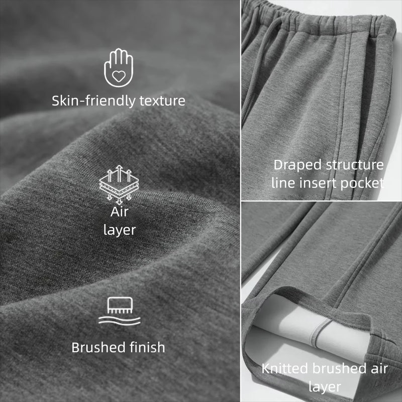 Amii Women's Wide Leg Pants 2026 Autumn New Drawstring Elastic Waist Casual Pants Air Layer Fabric Basic Loose Trousers 12623075