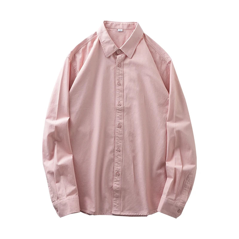 DUKEEN 350G Heavyweight Men's Shirts Pure Cotton Autumn Solid Color Long-Sleeve Casual Business Formal Dress White Men's Clothes