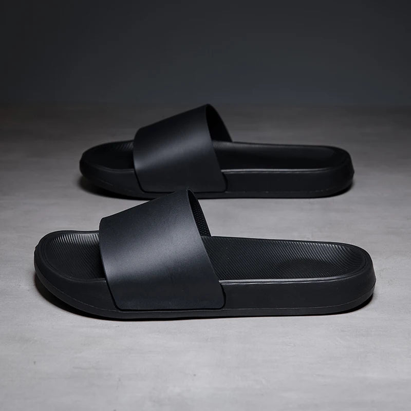 Summer Mens Anti Slip Soft EVA Slippers Men Slides Slippers Black Cheap Lightweight Comfortable Slipper Big Size 46 47 48