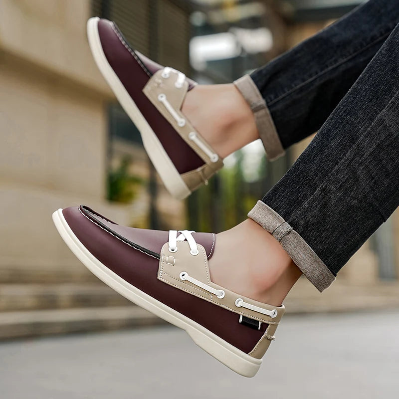 Men's plus-size fashion casual white shoes breathable soft sole four seasons new non-slip comfort outdoor driving leather shoes