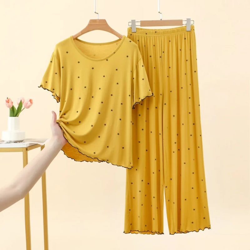 Thin Modal Short Sleeve Sleepwear Women's Pajamas Ladies Summer New Nightie Loose Pyjama Set Woman Female Sleeping Loungewear