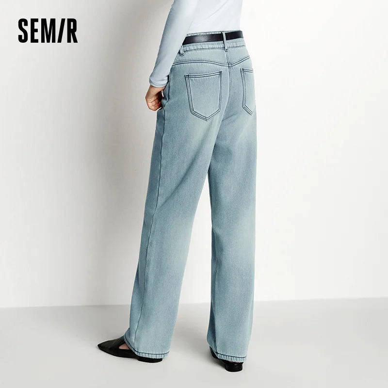 Semir Semir Jeans Women Winter Fleece Warm Straight Leg High Waist 2025 New Cool Women'S Clothing