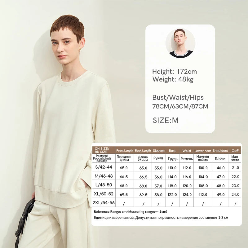 Amii Minimalism Woman Sweatshirts 2026 Autumn New O-Neck Long Sleeve Sweatshirts For Woman Loose Knit Casual Top Female 12423058
