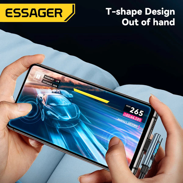 Essager 7A 100W USB C Cable Fast Charge Digital Display Elbow Type C Cable for Huawei Mate60 Pro Xiaomi Samsung Vivo Data Cord