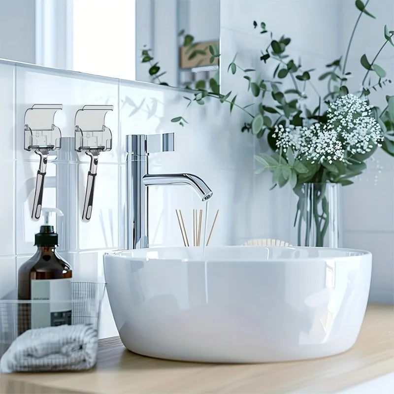 1PC Razor Holders with Bathroom Wall Stickers, Self-Adhesive Razor Hooks Storage Racks, Suitable for Bathrooms And Travel