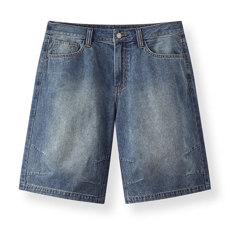 ខោខ្លីបុរស Semir ស្រាលត្រជាក់បែប Vintage ខោ Denim បោកគក់ប្រវែងជង្គង់ រដូវក្ដៅឆ្នាំ 2026 រលុងត្រង់