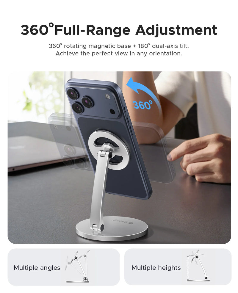 ORICO Magnetic Foldable Phone Stand with 360° Adjustable Strong Magnetic Panel for Office Study Entertainment and Travel
