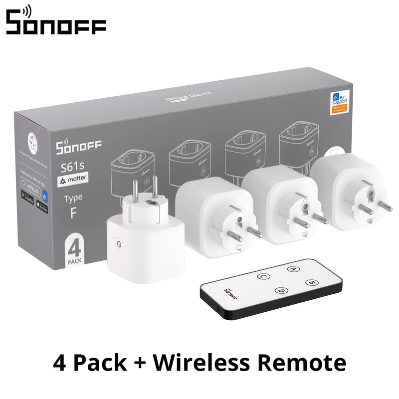 SONOFF S61sTPF Smart WiFi Plug 16A 3840W Matter Compatible Energy Consumption Overload Protection Voice with Alexa Google Home