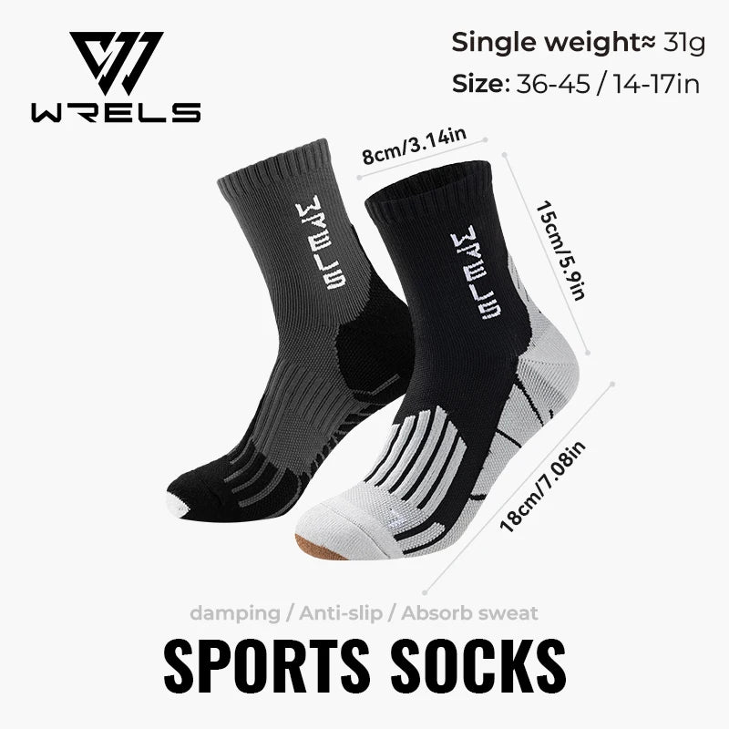 WRELS Sports Socks Arch Support 3D Anti Slip Quick Dry Breathable Cushioned Soccer Gym Training Outdoor Athletic Socks Men Women