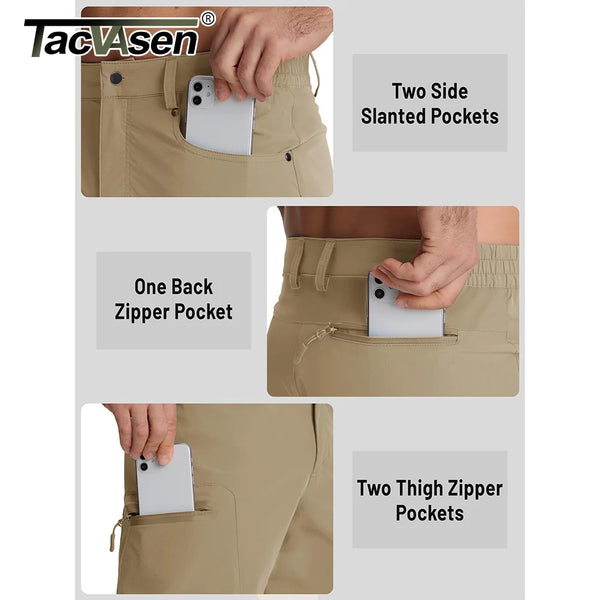 TACVASEN Summer Cargo Shorts Men's Quick Dry Hiking Fishing Shorts Multi-pockets Stretch Waist Casual Shorts Outdoor Male