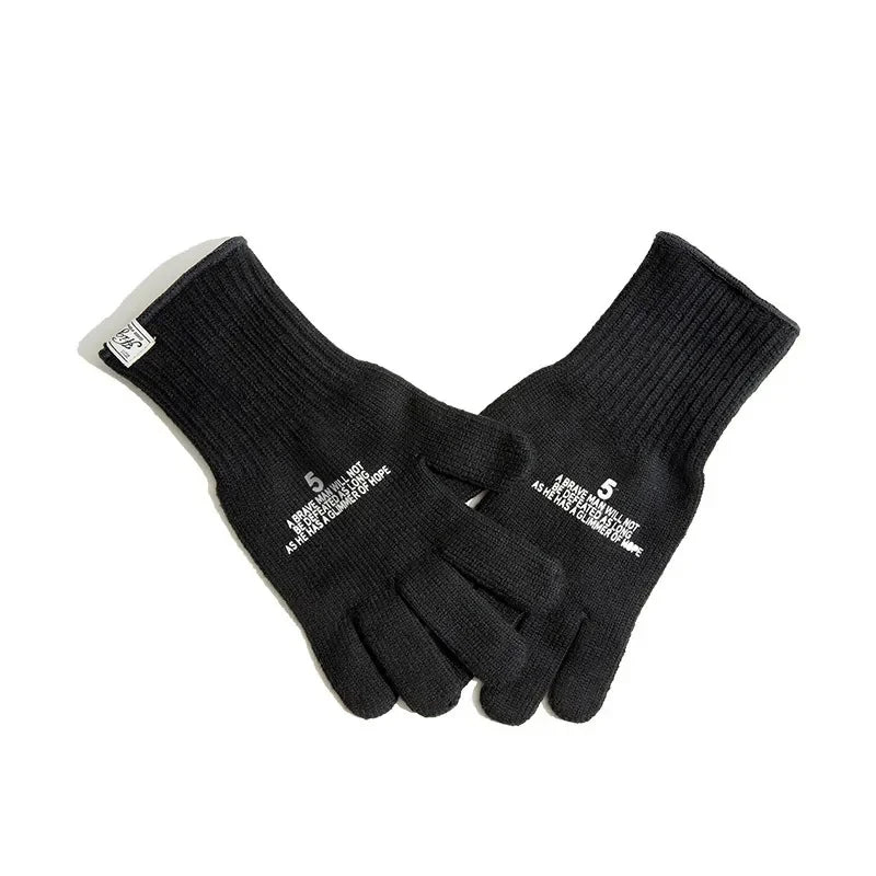 Maden Winter Warm Cycling Tactical Gloves Vintage Knitted Print Full-finger Gloves Business Autumn Warm Fashion Gift Gloves