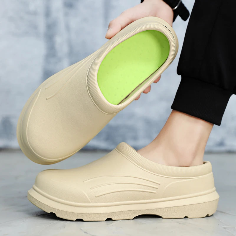 Chef Shoes For Men Non Slip Kitchen Restaurant Working Shoes Oil Proof Waterproof Rubber Sandals Garden Shoes Size 35-46