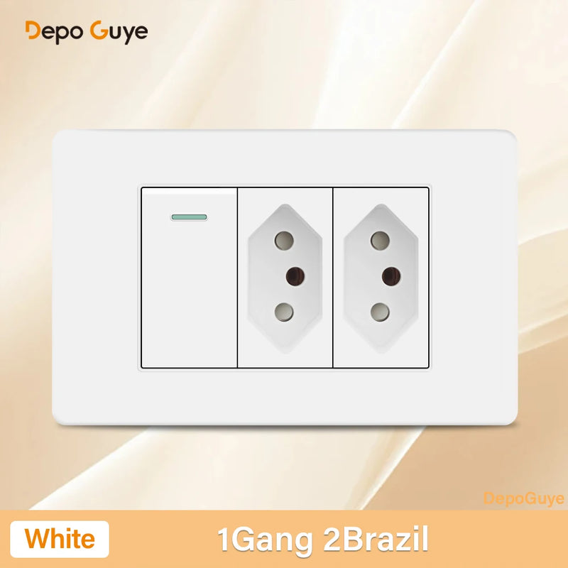 Italy Chile Mexico USB Smart Type-c 20W Fast Charging Wall Outlet plug,Brazil Electric Light Switch Panel Universal usb c Socket