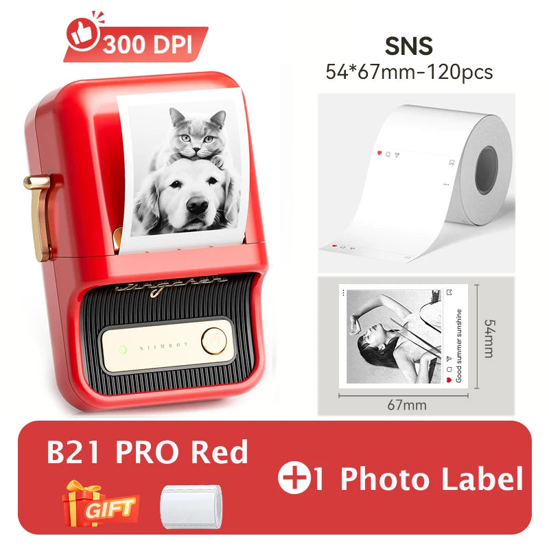 Niimbot B21 Pro 300DPI HD Printing Portable Thermal Printer Self-adhesive Label Printer Sticker Maker For Photos Receipts Note