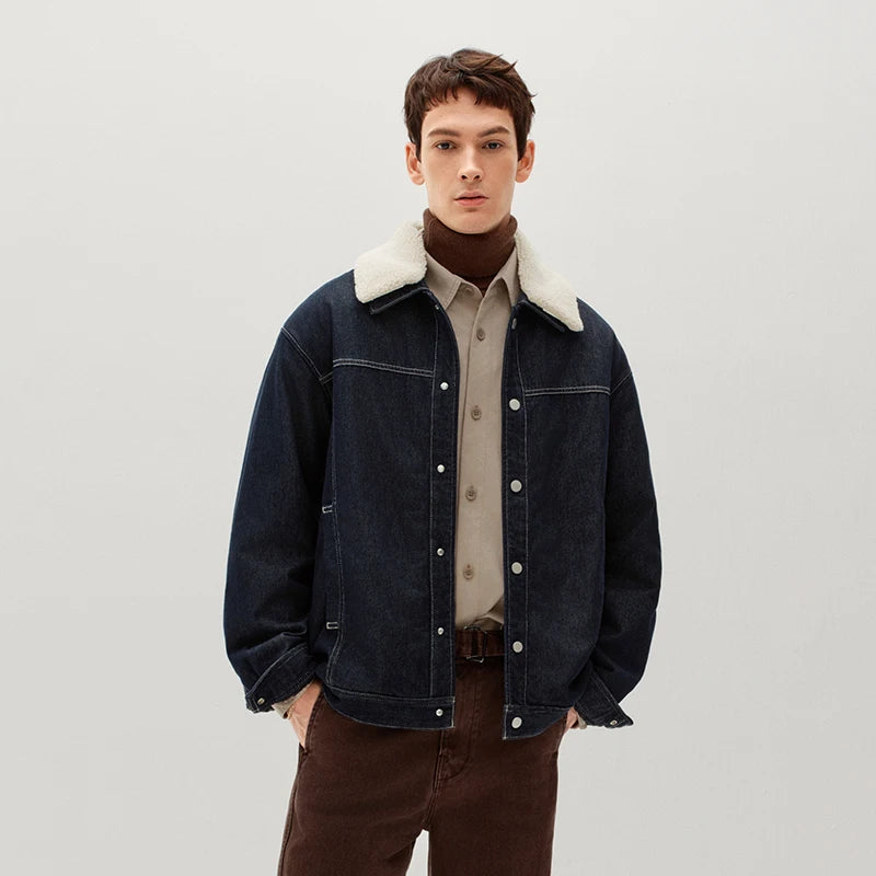 អាវ Denim បុរស Semir កអាវអាចដោះចេញបាន Sherpa បែប Streetwear ឆ្នាំ 2026 សម្លៀកបំពាក់ប្រចាំថ្ងៃរដូវរងាថ្មីបែបទីក្រុង រចនាប័ទ្មធម្មតា