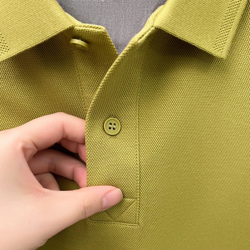 260g Long Staple Cotton Pique Fabric, Premium 100% Cotton Polo Shirt, Business Casual Slim Fit Top,Golf Shirt