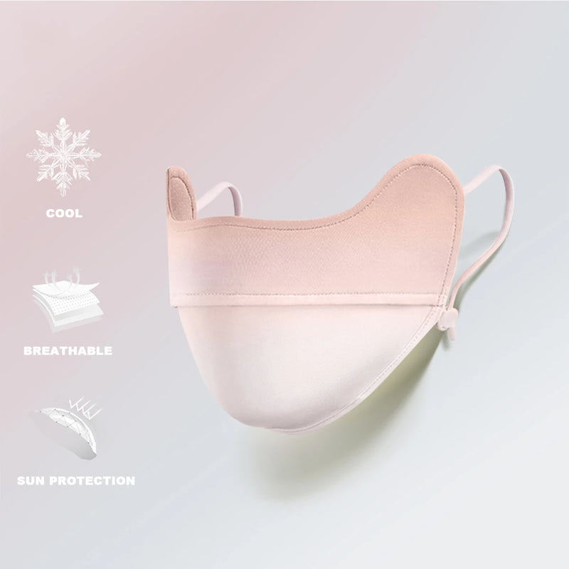 Ice Silk Sunscreen Mask Women Outdoor Cycling Hiking Sun Protective Face Mask Adjustable Breathable Cool Anti-UV Sun Face Cover