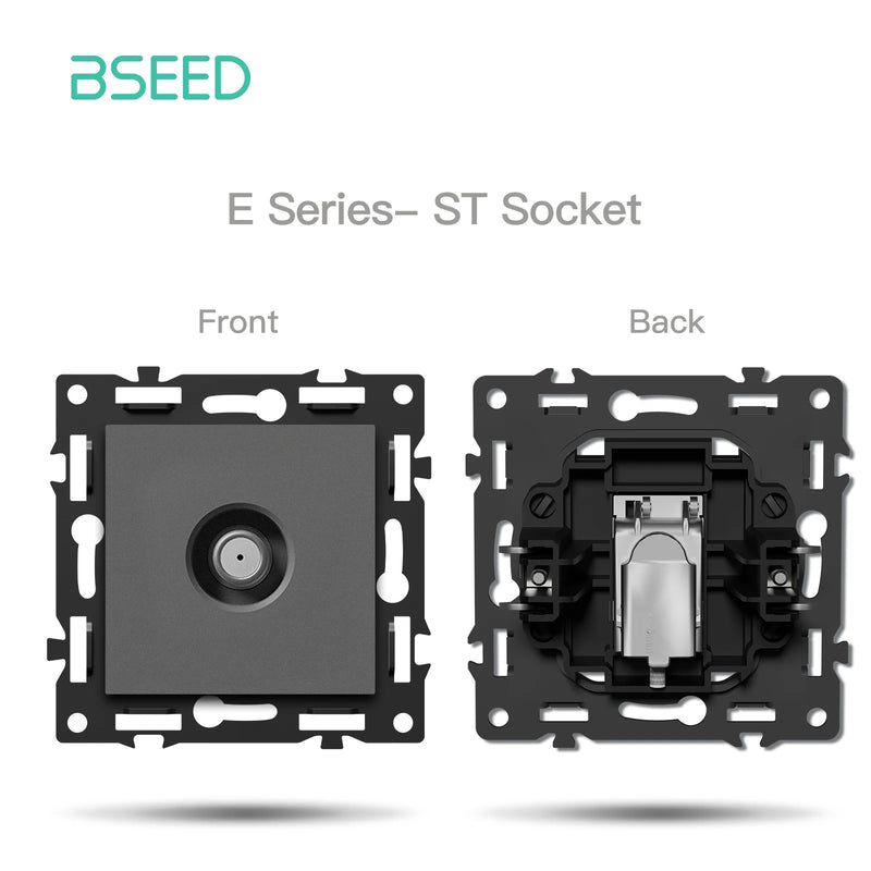 BSEED 1/2Gang Wall Light Switch With LED 65W EU Socket Module Part ST TV Internet Socket Part Glass Frame Free Comnbination