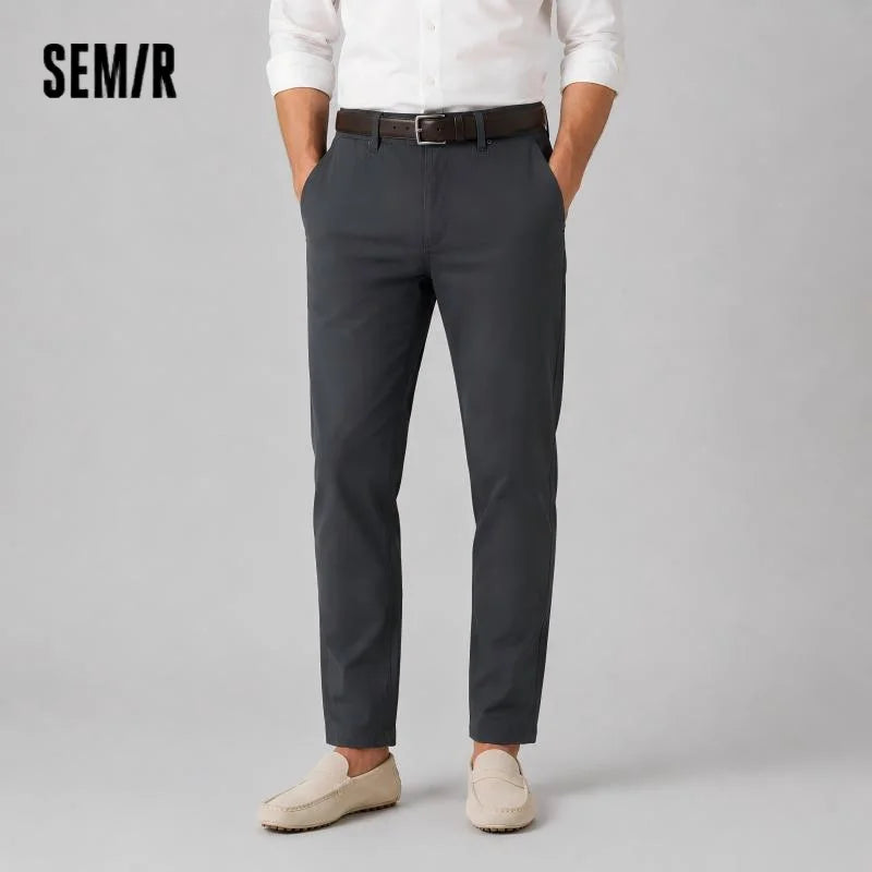 Semir Casual Pants Men Loose Straight Fit Drapey Solid Color Cotton Long Pants 2025 Summer Simple Versatile Trousers