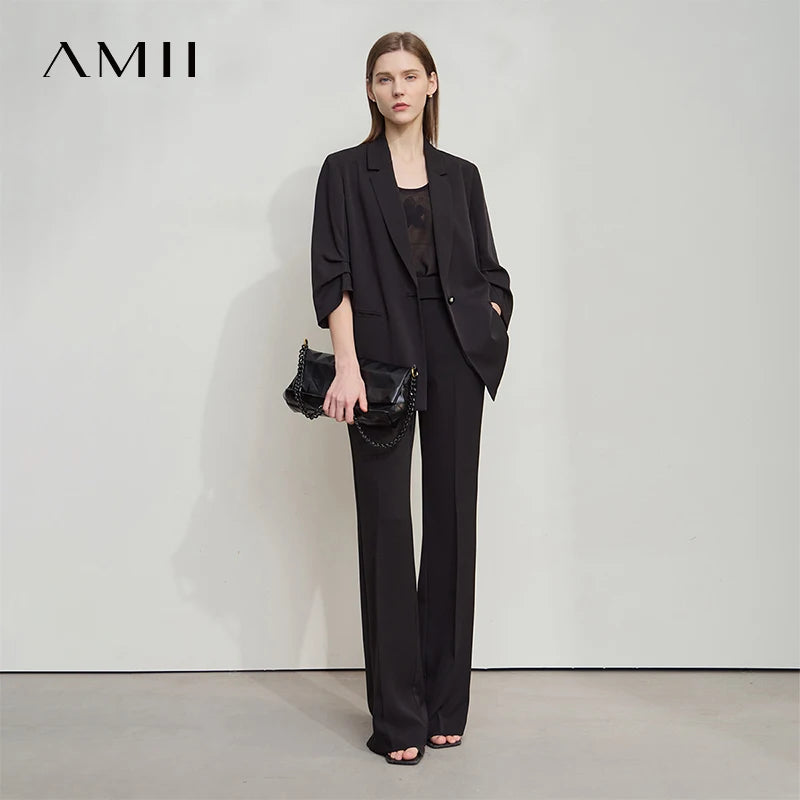 អាវធំនារី Amii Minimalist សម្រាប់រដូវស្លឹកឈើជ្រុះឆ្នាំ ២០២៥ ថ្មី រលុង ដៃអាវប្រាំពីរភាគបួន ប៊ូតុងកអាវធំសម្រាប់ធ្វើដំណើរ 12512019