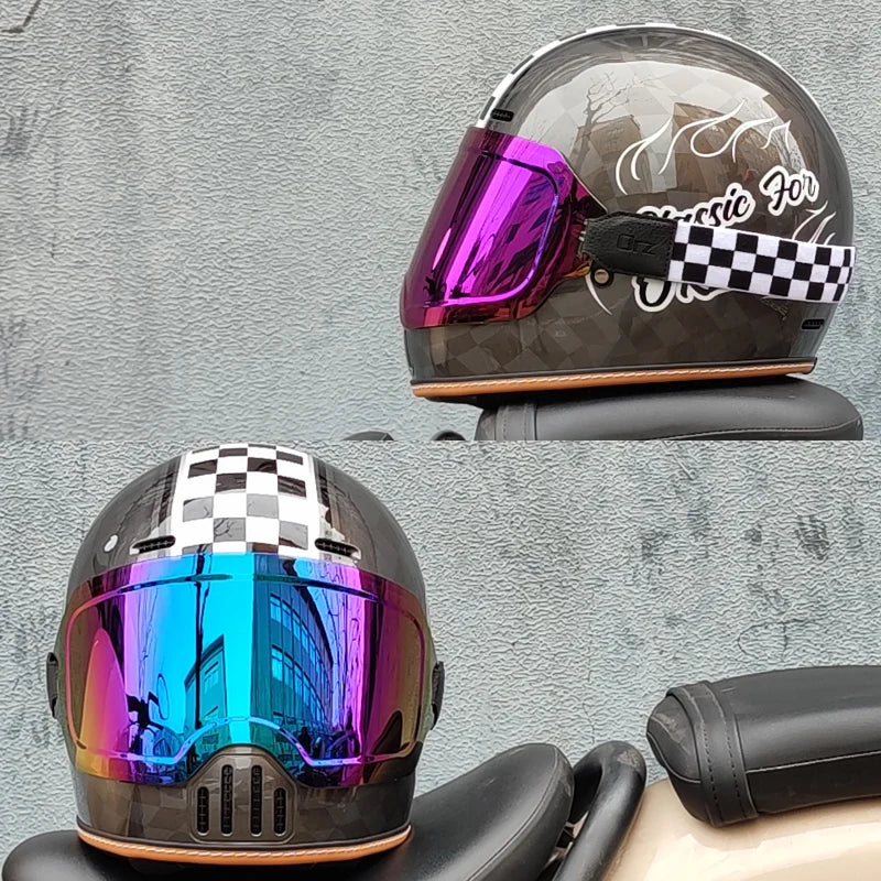ORZ Retro Full Helmet Motorcycle Motorcycle Helmet Four Seasons Couple Street Bike Helmet Riding