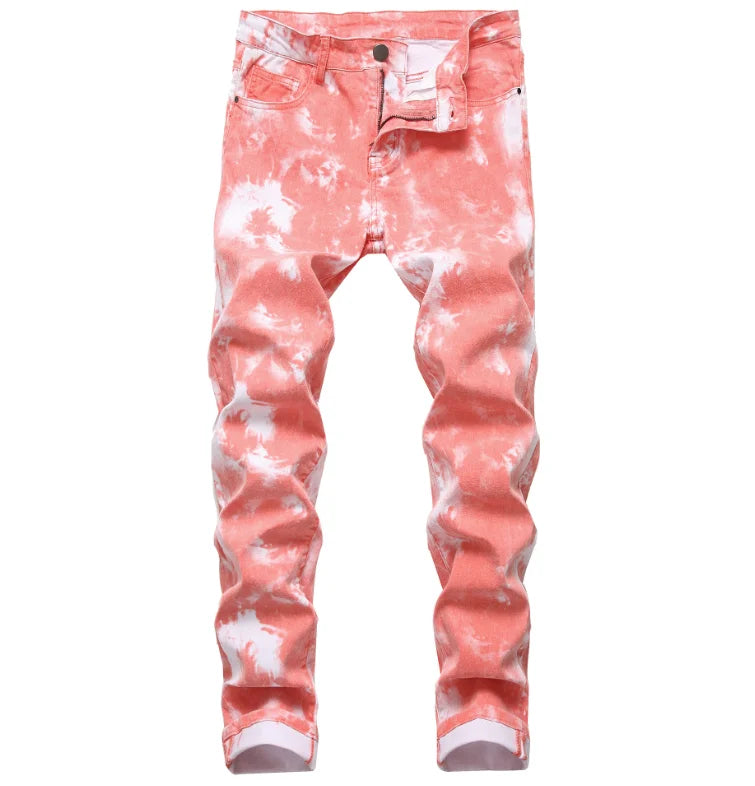 2026 Men's Blue Jeans 3D Digital Print Stretch Denim Pants Blue Black White Trousers Men Fashion Slacks 28-34 36 38 40 42