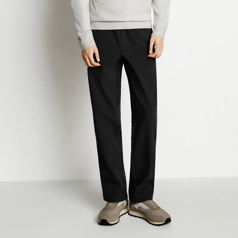 Semir Casual Pants Men Three-Resistant Soft Shell Fleece Lined Straight Leg 2025 Winter New Long Pants Commuting Basic Versatile