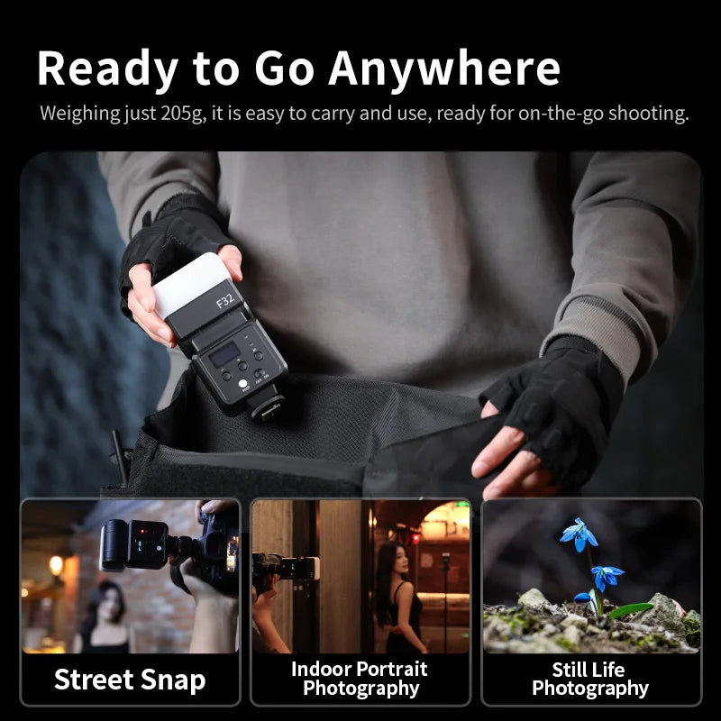 ភ្លើង Flash Ulanzi F32 សម្រាប់កាមេរ៉ា SPEEDLITE GN32 ឥតខ្សែ សម្រាប់កាមេរ៉ា Sony Canon Nikon Panasonic Olympus DSLR