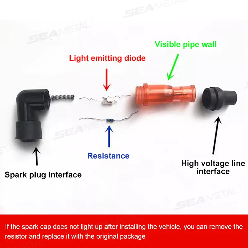 SEAMETAL Universal Motorcycle Ignition Spark Plug Cap 90 Degree Motorcycle Flashing Spark Plug Caps Covers for Motorbike Scooter