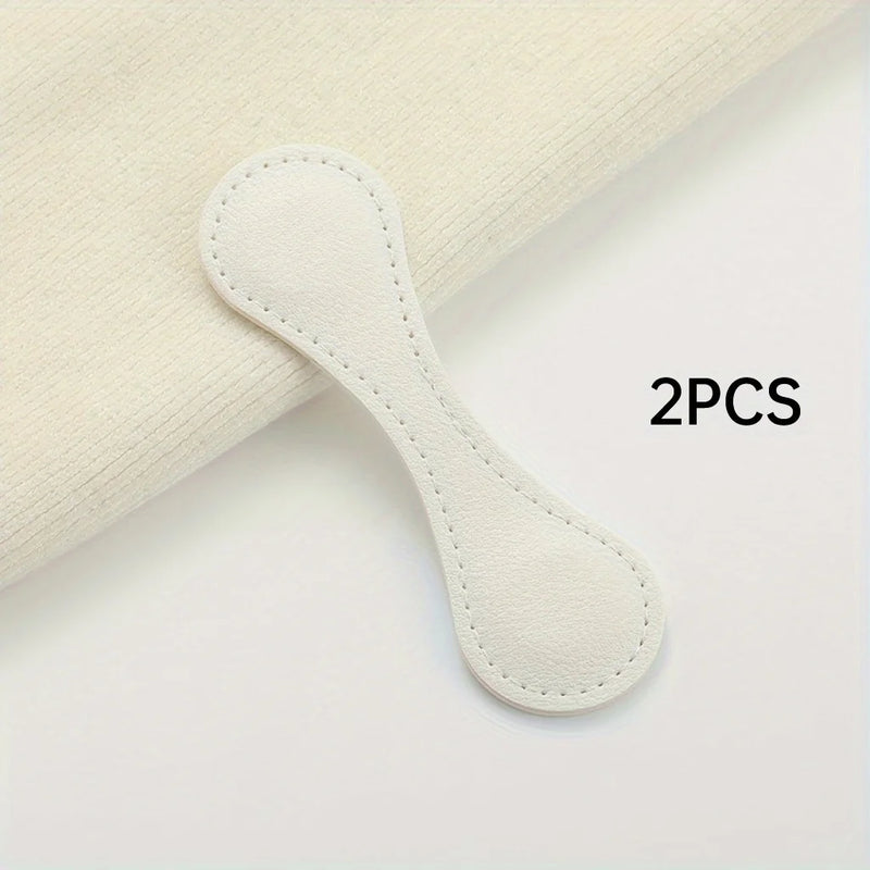 2pcs No-Sew Magnetic PU Leather Clips.Fix Cuffs,Trouser Legs,Scarves,Strong Magnetic Hold,No Damage Removable Buckles.