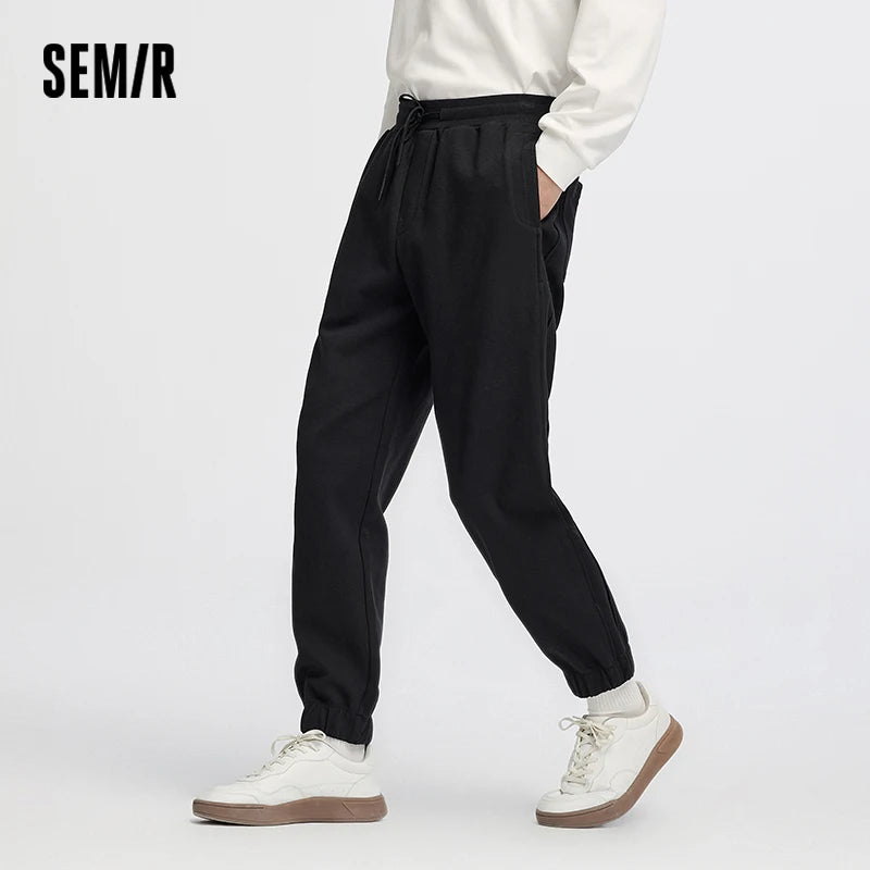 Semir Men Pants Solid Tapered Loose Textured Plaid Jogger Knit Sport Style Casual Autumn Trousers Daily Wear 2026