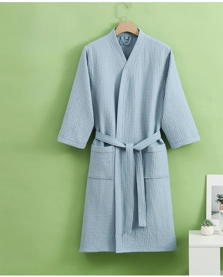 All Season Thin Design Hotel Bth Towel Beauty Salon Bath Robe Couples Bathrobe for Women and Men Cotton Waffle Quick Drying