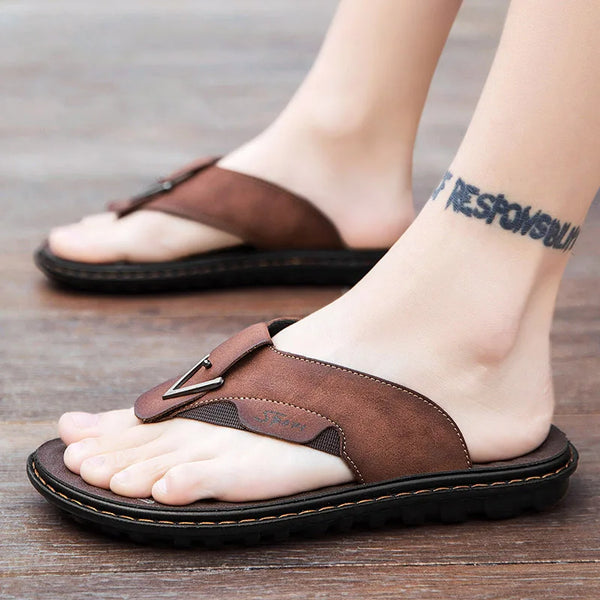Flip-Flops Summer Classic High-Quality Fashion Soft-Sole Non-Slip Comfort Breathable Light Outdoor Men's Casual Walking Slippers