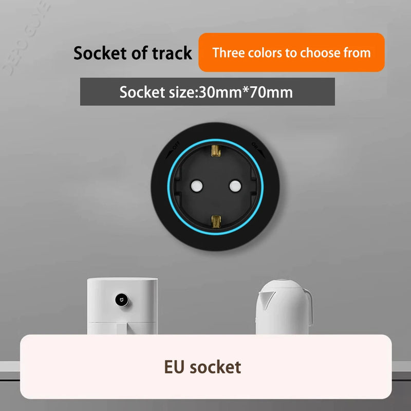 Imitation wood grain Rail Mobile Power Track Socket EU/Universal/UK/USB Type-C Kitchen Bathroom Office Wall Mounted Socket Plugs