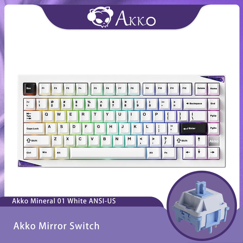 Akko Mineral 01 Mechanical Keyboard / Barebone Kit Aluminum 75% 81 Keys VIA RGB Hot Swap Tri-mode Wireless Custom Keyboard/Kit