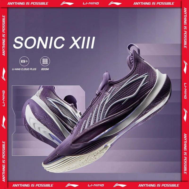 Li-Ning Men's SONIC XIII Professional Basketball Shoes BOOM Cushion TUFF RB Wearable LiNing Competition Sports Shoes ABAV025