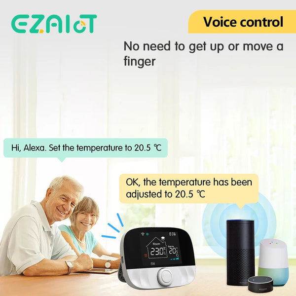 RF433 ទែម៉ូស្តាតឥតខ្សែ WiFi សម្រាប់កំដៅជាន់ទឹក ឡចំហាយឧស្ម័ន បន្ទប់ផ្ទះ Tuya ឧបករណ៍បញ្ជាសីតុណ្ហភាពដែលអាចសរសេរកម្មវិធីបានឆ្លាតវៃ