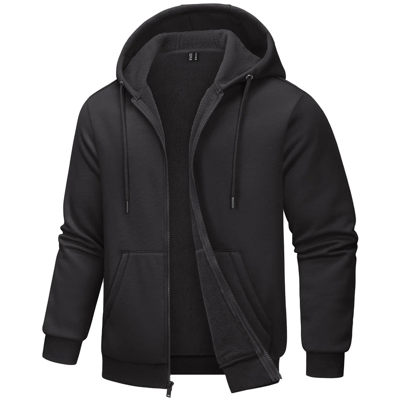 TACVASEN Big Pockets Fleece Lining Hoodies Mens Hooded Coats Full Zip Up Casual Hoodie Jackets Athlete Running Hiking Sportswear