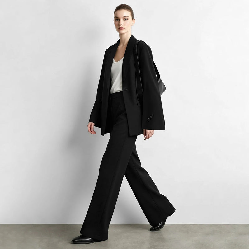 Amii Women V-Neck Blazer Oversized Wide Shoulder Tunic Minimalist Business Loose Jacket Casual 2026 Autumn Woman Coats 12653021