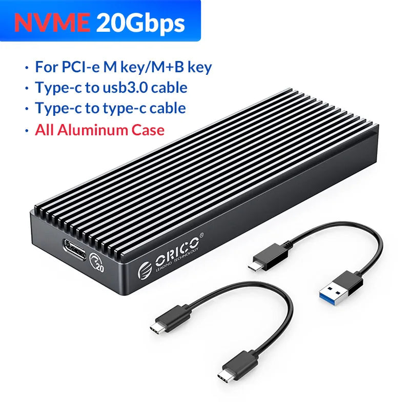 ORICO M2 NVMe Case 10Gbps M.2 to USB Type C 3.1 SSD Adapter for NVME PCIE M-key SSD Disk Box Aluminum Alloy M.2 SSD Case
